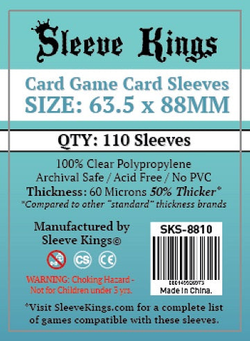 Pochettes de protection Sleeve Kings Game 63,5 mm x 88 mm, paquet de 110