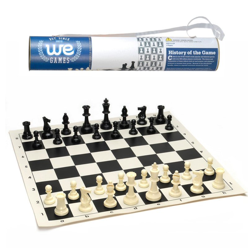 Tournament Chess Set with Roll-Up 17" Vinyl board