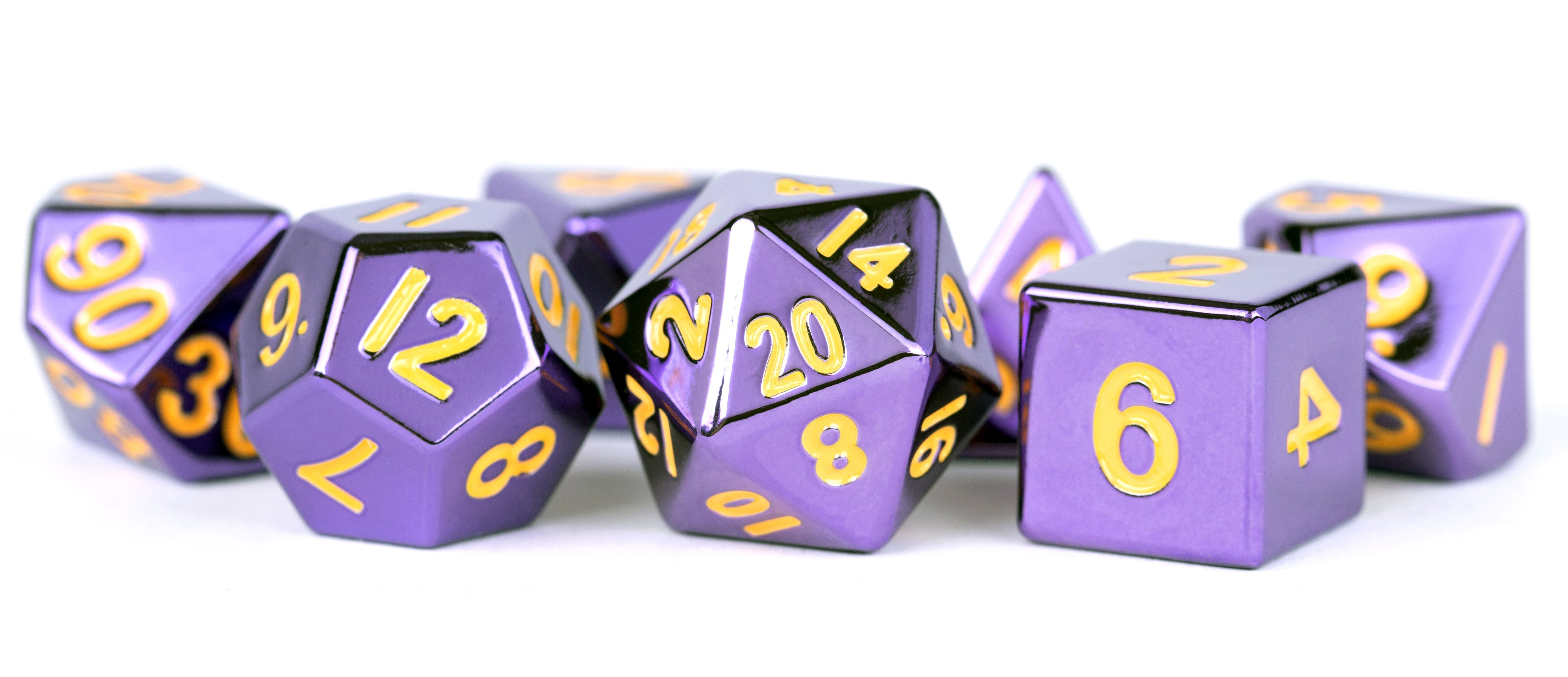 Jeu de 7 dés en métal : violet 16 mm