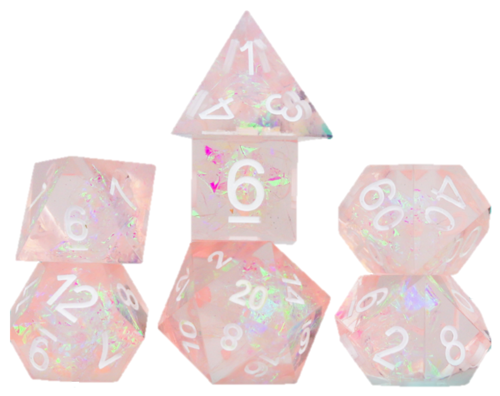 Sharp Edge Resin 7 Dice Set - Pink Fairy