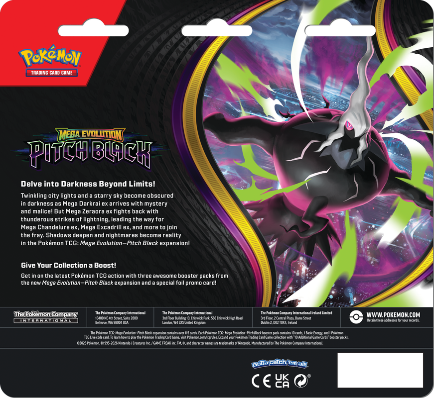 Pokemon TCG: ME05 Pitch Black 3 Pack Blister (Pre-Order)