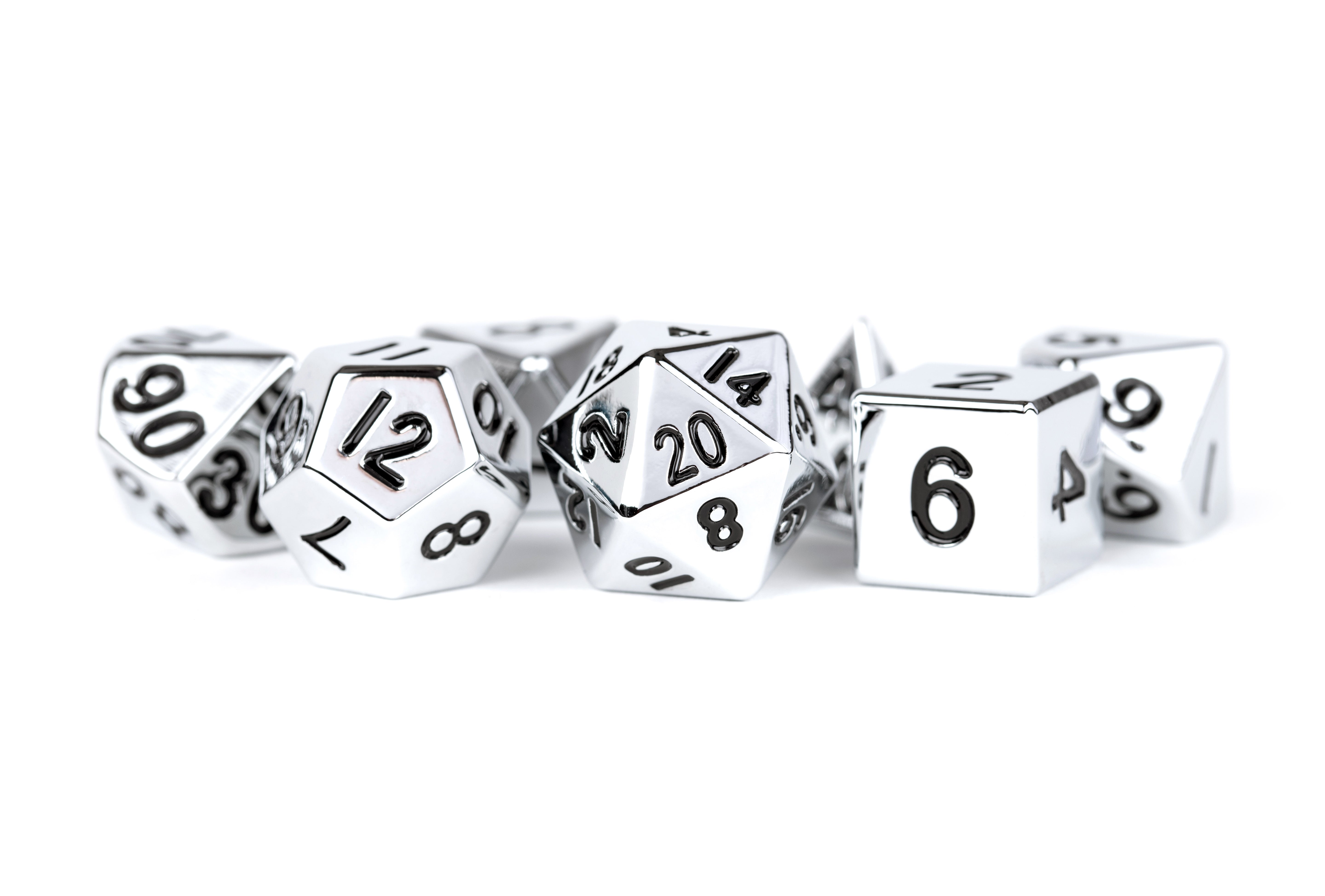 Jeu de 7 dés en métal : Argent 16MM