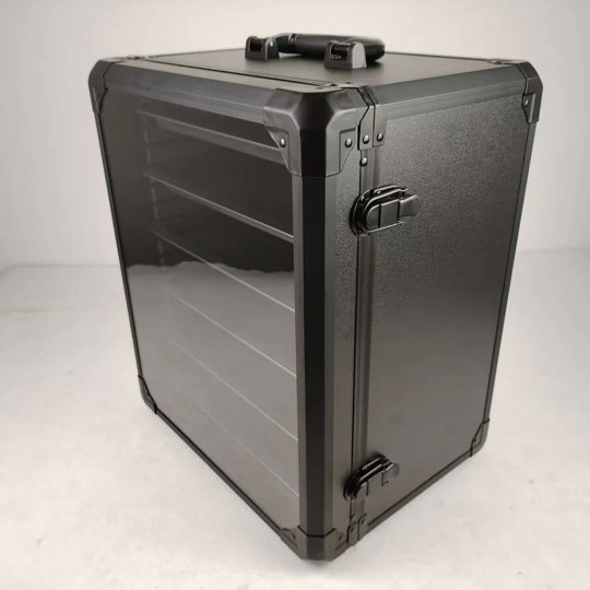 Aluminum  Miniatures Display and Carry Case with 5 Metal Trays