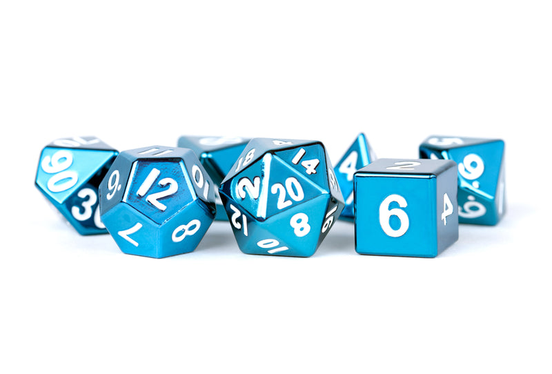 Jeu de 7 dés en métal : bleu 16 mm