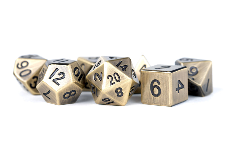 Metal 7 Dice Set: Antique Gold 16MM