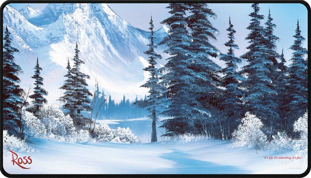Tapis de jeu Bob Ross à coutures noires - Paradis d'hiver