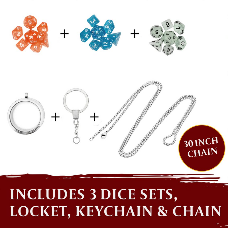 Lynx: Mini Dice Locket/Hanger with Chain and Keychain