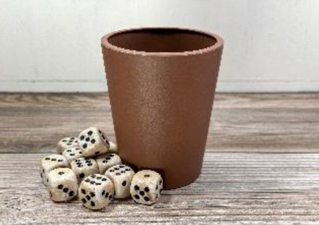 Flexible Dice Cup - Brown with Clear Plastic Lid