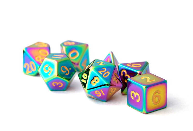 Metal 7 Dice Set: Torched Rainbow 16MM