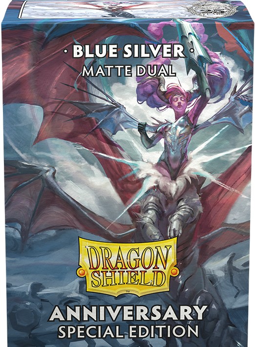 Pochettes doubles mates Dragon Shield Anniversary Special Edition Blue Sliver, 100 unités