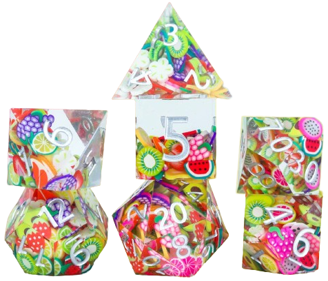 Sharp Edge Resin 7 Dice Set - Fruit