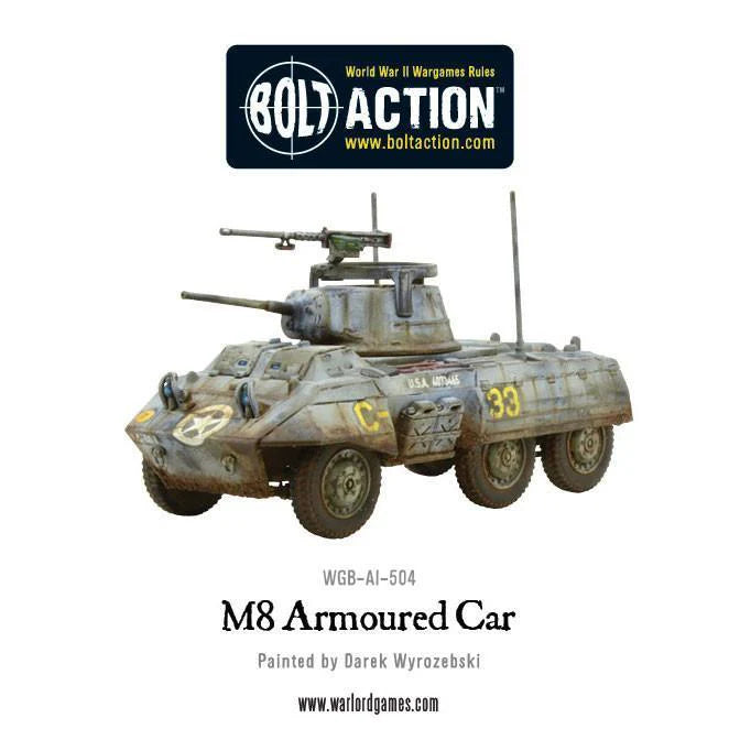 Voiture de reconnaissance Bolt Action M8/M20 Greyhound (boîte en plastique) (anglais)