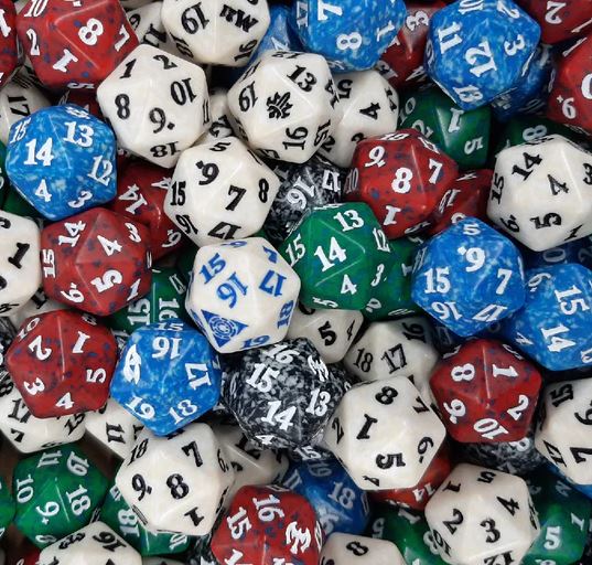 Dés assortis - D20 à rotation