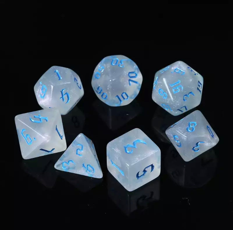 Iridescent Sparkle Blue 7 Dice Set