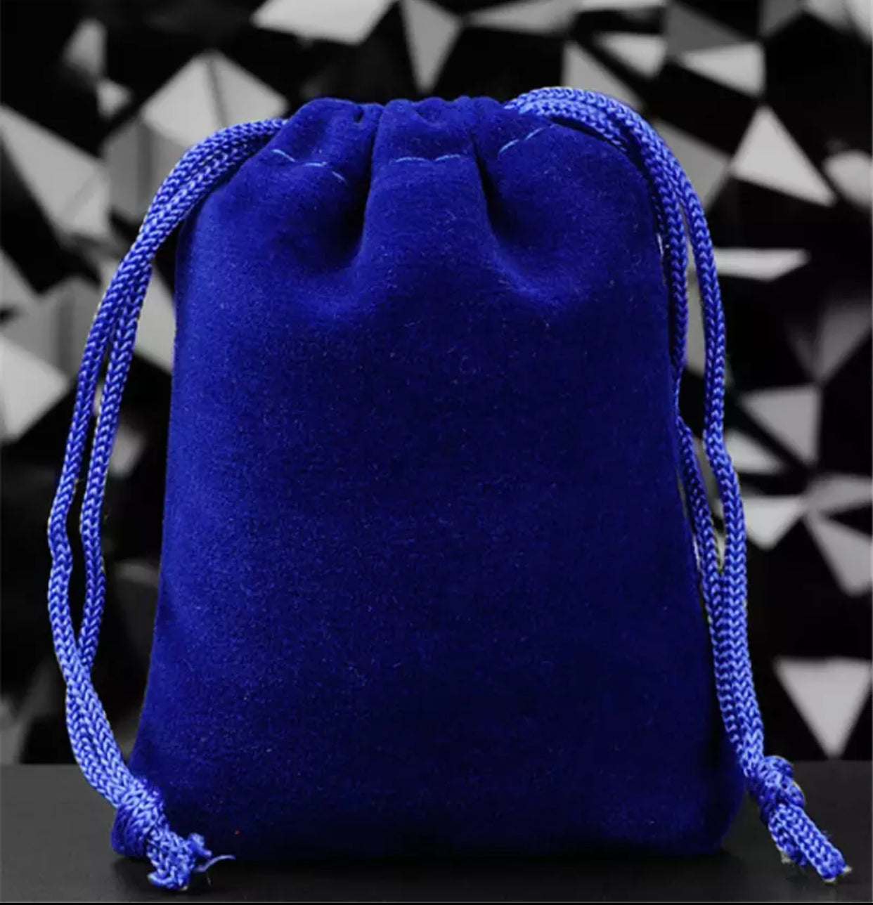 Sac à cordon en velours 3,5" x 4,7" - Bleu