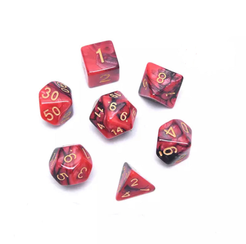 Red/Black marbled 7 Dice Set