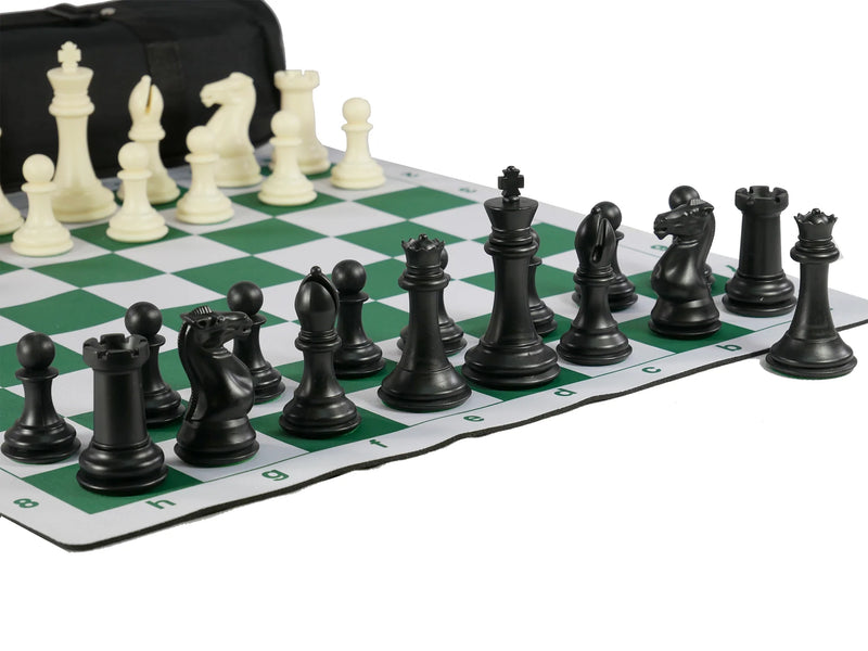 Jeu d'échecs en verre noir et transparent 3" King 14" Board