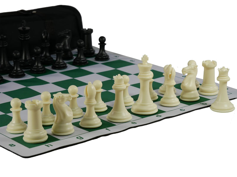 Jeu d'échecs en verre noir et transparent 3" King 14" Board