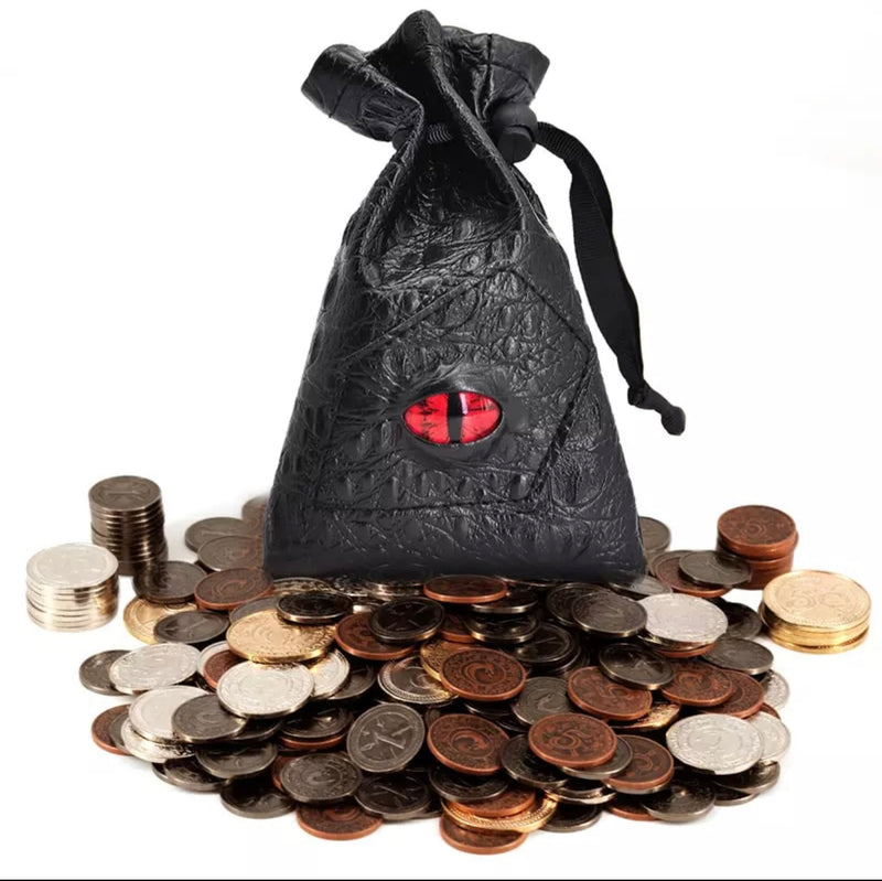 Leather Eye Pouch with 60 Metal Coins