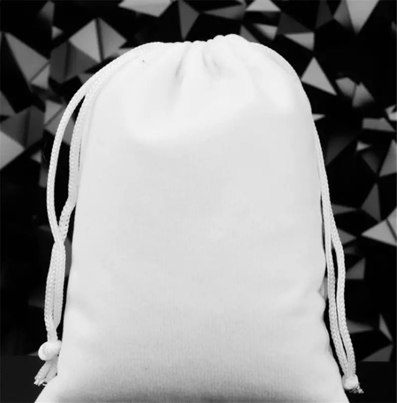 White Velvet Draw String Bag 3.5” x 4.7”