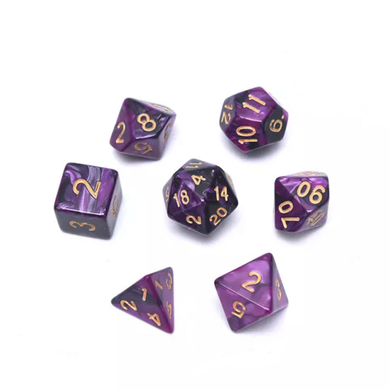 Purple/Black marbled 7 Dice Set