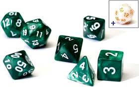 Jeu de dés 7+1 vert perle