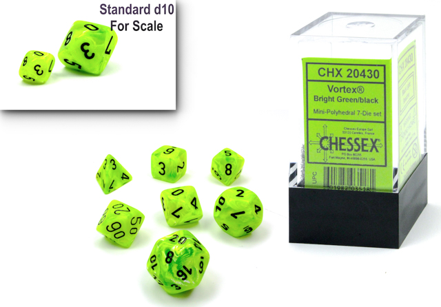 Vortex Mini-Polyhedral 7 Die Set Bright Green / Black