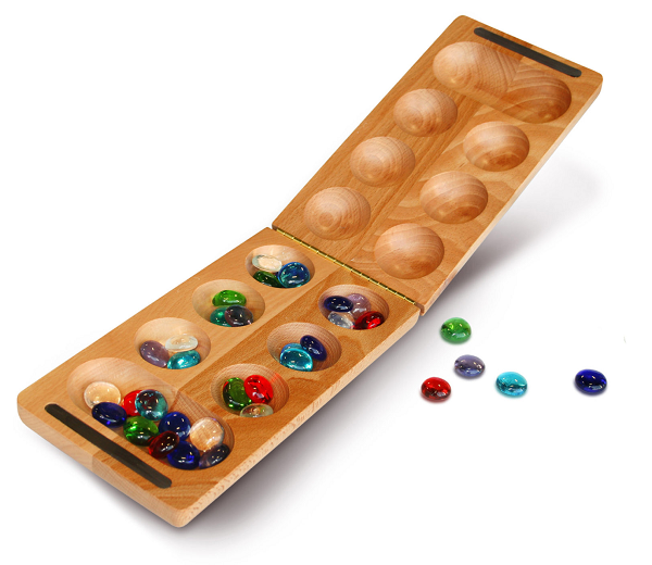 Mancala, African Stone Game Folding 8.5" Game Board