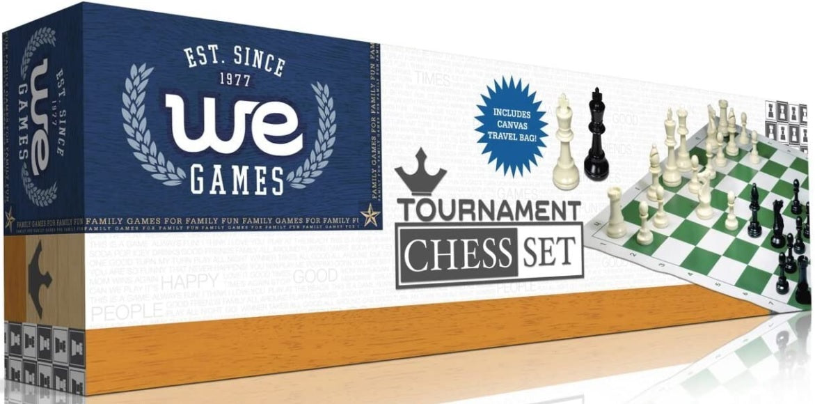 Tournament Chess Set with Black Roll-Up Carry Bag